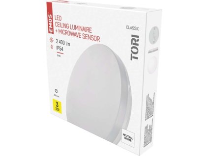 LED přisazené svítidlo TORI s pohyb. čidl., kr. 24W n.b., IP54