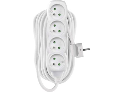 Prodlužovací kabel 10 m / 4 zásuvky / bílý / PVC / 1,5 mm2