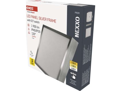LED přisazené svítidlo NEXXO, čtvercové, stříbrné, 21W, se změnou CCT