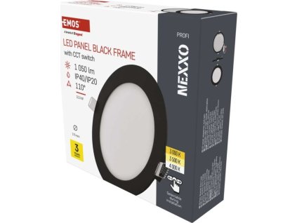 LED vestavné svítidlo NEXXO, kruhové, černé, 12,5W, se změnou CCT