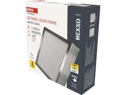 LED přisazené svítidlo NEXXO, čtvercové, stříbrné, 12,5W, se změnou CCT