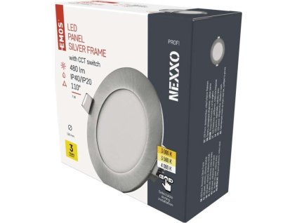 LED vestavné svítidlo NEXXO, kruhové, stříbrné, 7W, se změnou CCT