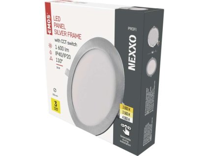 LED vestavné svítidlo NEXXO, kruhové, stříbrné, 18W, se změnou CCT