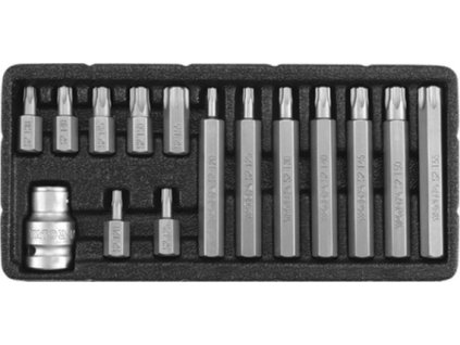 Sada bitů 15 ks TORX s otvorem box