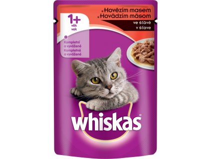 WHISKAS kapsička  s hovězím masem ve šťávě 100g