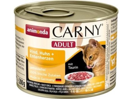 ANIMONDA konzerva CARNY Adult - hovězí,kuře,kachní srdce 200g