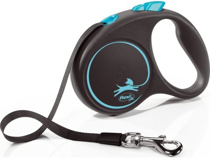 Flexi New Black Design S páska 5m/15 kg svetle modre