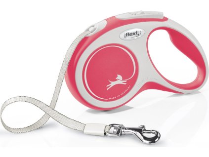 Flexi New Comfort S pásek 5 m do 15 kg červená