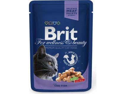 Kapsička Brit Cat Premium Pouches treska 100g