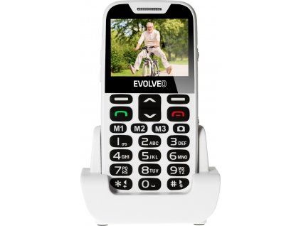 EVOLVEO EasyPhone XD, mobilní telefon pro seniory s nabíjecím stojánkem (bílá barva)