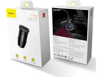 Baseus Car Charger Square metal A + A 30W Dual QC3.0 (SCP.AFC) Black (CCALL-DS01)