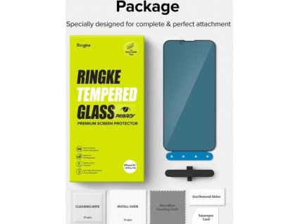 Ringke iPhone 14/13/13 Pro Screen Protector Privacy Tempered Glass with installation jig Black