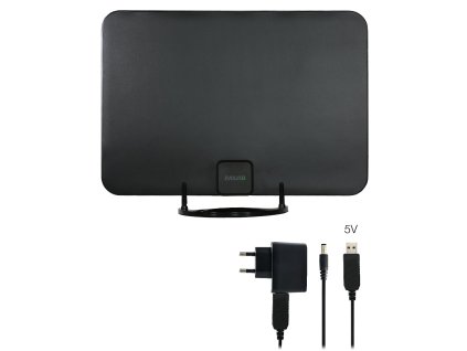 EVOLVEO Xany 2A, 230/5V, aktivní pokojová anténa FM/DAB+/DVB-T2, filtr LTE,4G,5G