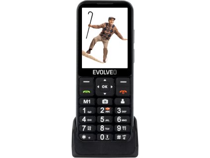 EVOLVEO EasyPhone LT, mobilní telefon pro seniory s nabíjecím stojánkem (černá barva)