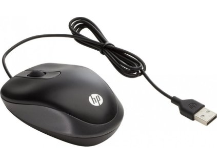 HP Travel Mouse/Cestovní/Optická/1 000 DPI/Drátová USB/Černá