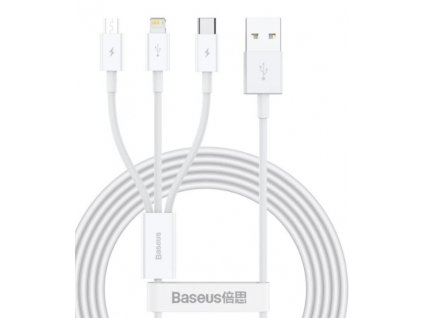 Baseus Cable Superior Series 3-in-1 Fast Charging Data Cable USB to M+L+C 3.5A 1.5m White (CAMLTYS-02)