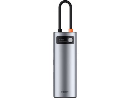 Baseus HUB Metal Gleam series 7-in-1 Multifunctional (Type-C to 2x USB 3.0, PD 100W / HDMI 4K 30Hz / RJ45 1Gbps, Type-C basic) Gray (WKWG020113)