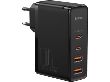 Baseus Travel Charger GaN2 Pro Quick wall charger C+C+U+U, PD 3.0, QC 4.0+, 100W EU Black (CCGAN2P-L01)