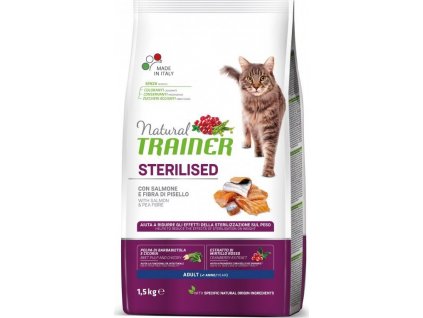 TRAINER Natural Cat STERILISED losos 1,5kg
