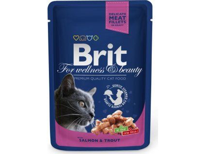 Kapsička Brit Cat Premium Pouches losos+pstruh 100g