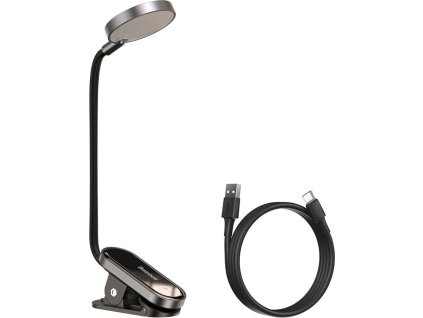 Baseus Home Comfort Reading Mini Clip Lamp + charing cable, 400 mAh, 4000K, 3W Dark Gray (DGRAD-0G)