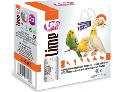 LOLOpets LIME minerální kámen s mušlemi pro ptáky 40 g