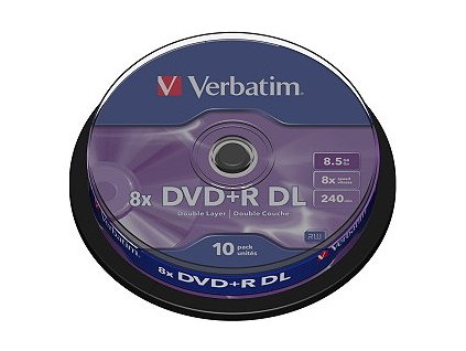 VERBATIM DVD+R(10-Pack)Spindl/MattSlvr/8x/8.5GB