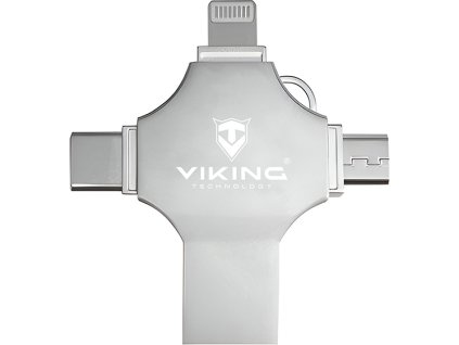 Viking 4v1/Flash USB/16GB/USB 3.0/USB-A + USB-C/+ Adaptér/Stříbrná