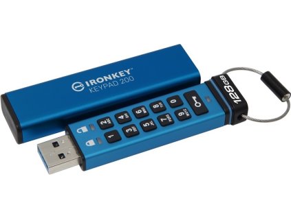 Kingston IronKey Keypad 200/128GB/USB 3.2/USB-A/Modrá