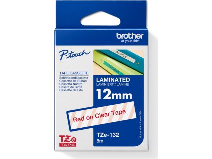 BROTHER laminovaná páska TZE-132/ průsvitná-červená/ 12mm