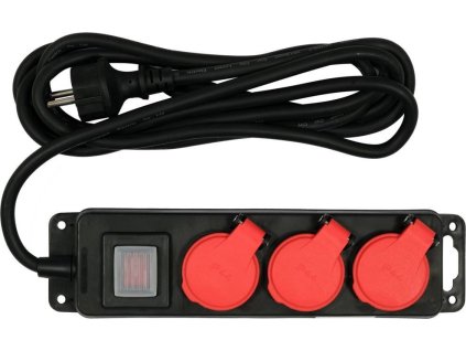Kabel prodlužovací dílenský 3 m vypínač 3 zásuvky