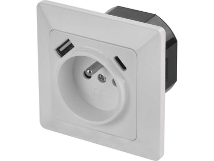 Zásuvka s USB A+USB C., bílá