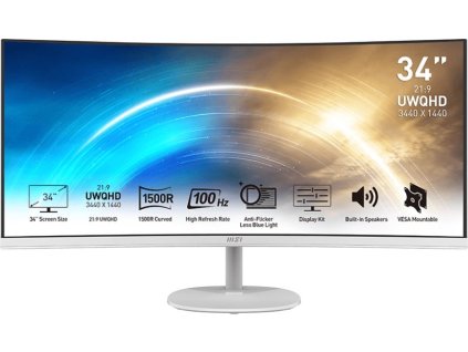 MSI Pro/MP341CQW/34"/VA/3440x1440/100Hz/1ms/White/2R