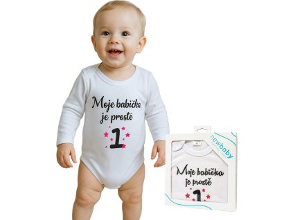 Body s potiskem New Baby Moje babička je prostě jednička - dárkové balení 56 (0-3m)