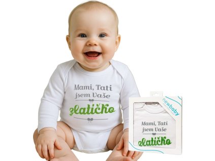 Body s potiskem New Baby Mami, Tati jsem Vaše zlatíčko - dárkové balení 80 (9-12m)
