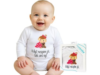 Body s potiskem New Baby Když nespím já, tak ani vy - dárkové balení 56 (0-3m)