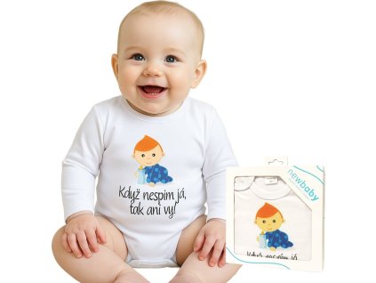 Body s potiskem New Baby Když nespím já, tak ani vy - dárkové balení 80 (9-12m)