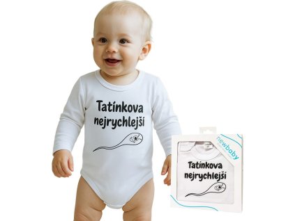 Body s potiskem New Baby Tatínkova nejrychlejší - dárkové balení 80 (9-12m)