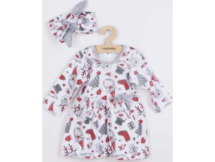 Kojenecké bavlněné šatičky s čelenkou New Baby Christmas 86 (12-18m)