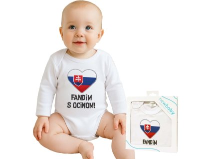 Body s potiskem New Baby Fandím s ocinom biele - darčekové balenie 86 (12-18m)
