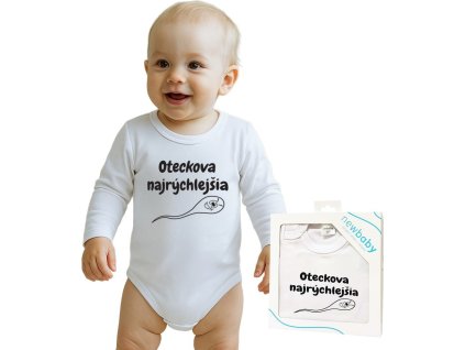 Body s potiskem New Baby Oteckova najrýchlejšia - darčekové balenie 56 (0-3m)