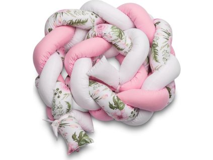 Mantinel do postýlky cop Sensillo růžový květiny