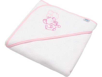 Dětská froté osuška s výšivkou a kapucí New Baby 80x80 bílá sloník