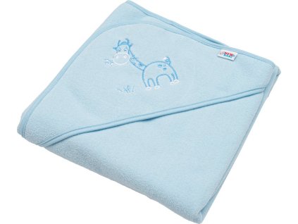 Dětská froté osuška s výšivkou a kapucí New Baby 80x80 modrá žirafka