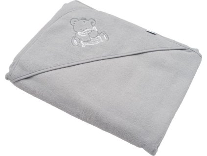 Dětská froté osuška s výšivkou a kapucí New Baby 100x100 šedá medvěd