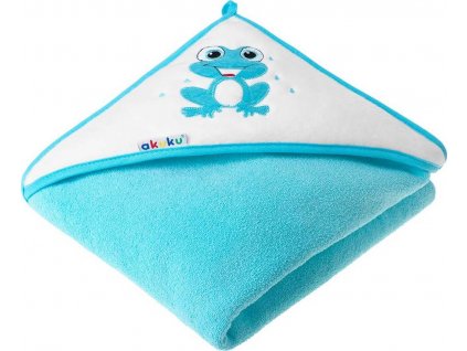 Dětská osuška 100x100 Akuku tyrkysová s žabkou