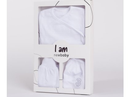 3-dílná kojenecká soupravička do porodnice New Baby I AM bílá 56 (0-3m)