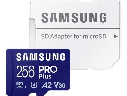 SAMSUNG PRO Plus MicroSDXC 256GB + SD Adaptér / CL10 UHS-I U3 / A2 / V30