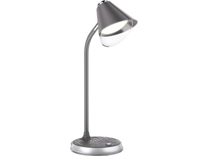 IMMAX LED stolní lampička FINCH/ Qi nabíjení/ 9W/ 12V/2A/ stmívatelná/ šedá + stříbrné prvky