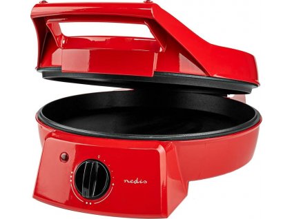 NEDIS pec na pizzu a gril/ 3 nastavení teploty/ velikost grilovací desky 30 cm/ spotřeba 1800 W/ červený (hliník)